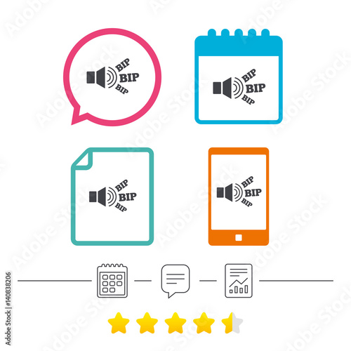 Speaker volume icon. Sound with BIP symbol.