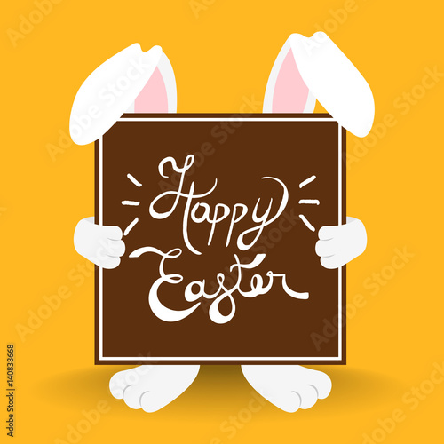 Happy Easter bunny quote for holiday card photo