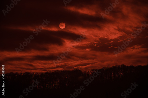 Moody red sunset