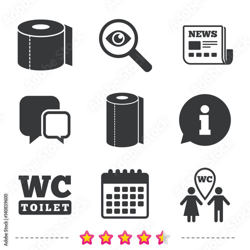 Toilet paper icons. Gents and ladies room.