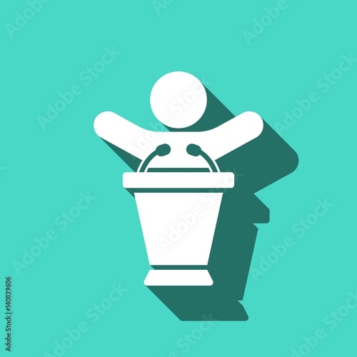 lectern with microphone icon stock vector illustration flat design