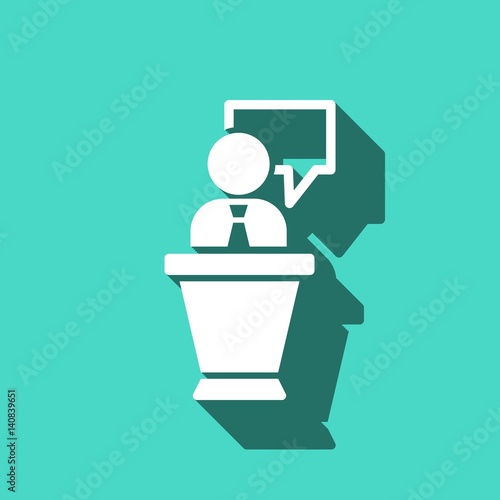 lectern with microphone icon stock vector illustration flat design