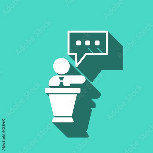 lectern with microphone icon stock vector illustration flat design