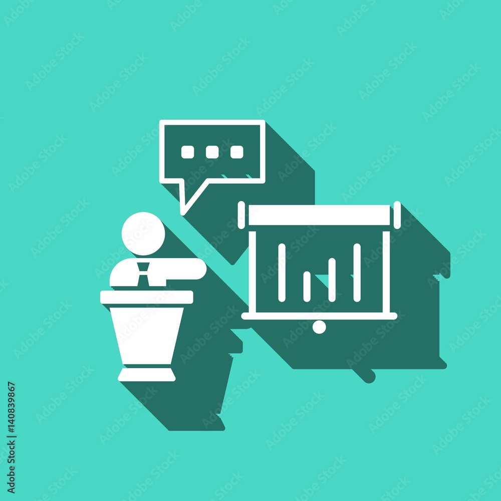 Fototapeta premium lectern with microphone icon stock vector illustration flat design
