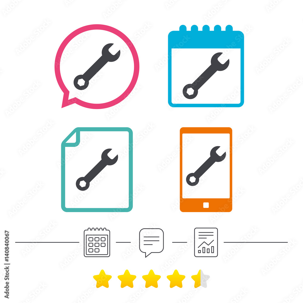 Wrench key sign icon. Service tool symbol. Wrench key sign icon. Service tool symbol.