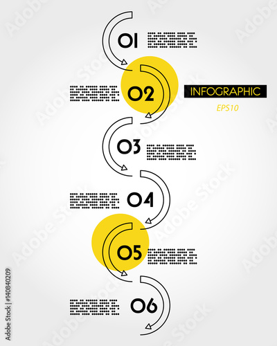 yellow linear infographic vertical wave