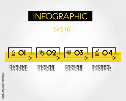 yellow rectangular linear infographic timeline