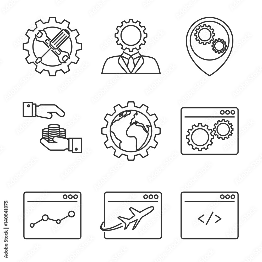 Internet marketing line icons Internet marketing line icons