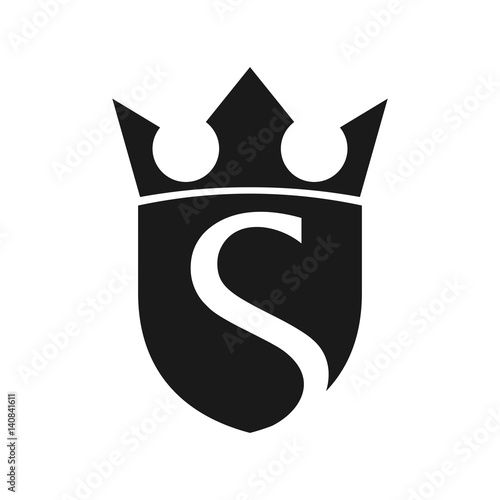 s logo vector with shield and crown symbol.