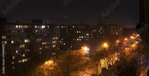 Night streets of sleeping areas of Kiev