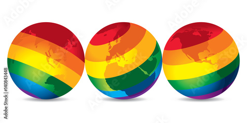 gay pride color world globes