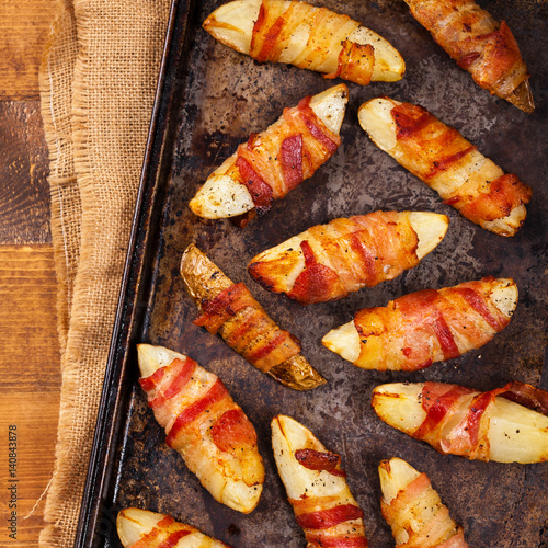 Bacon Wrapped Potatoes. Selective focus.