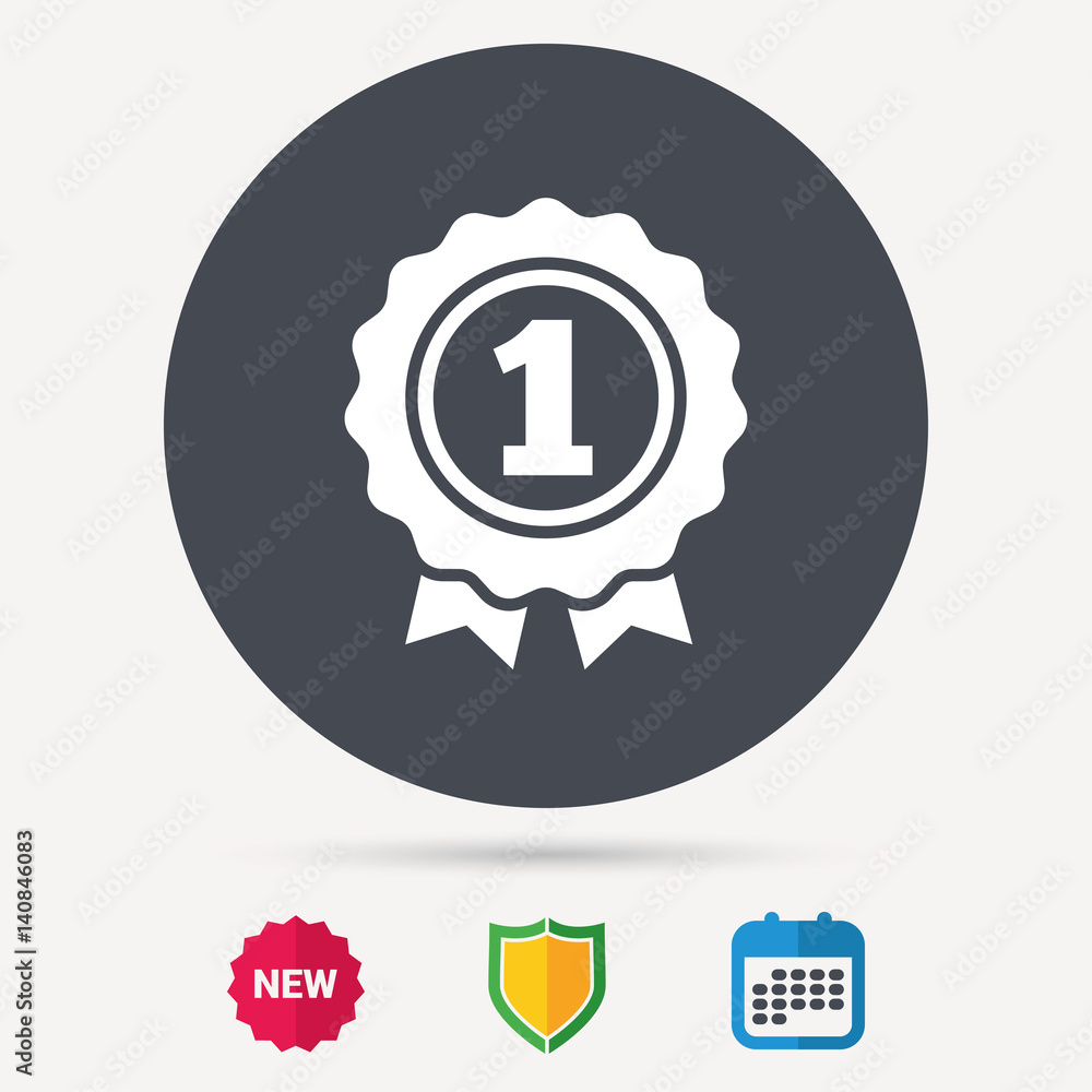 Award medal icon. Winner emblem symbol. Calendar, shield protection and new tag signs. Colored flat web icons. Vector Award medal icon. Winner emblem symbol. Calendar, shield protection and new tag signs. Colored flat web icons. Vector