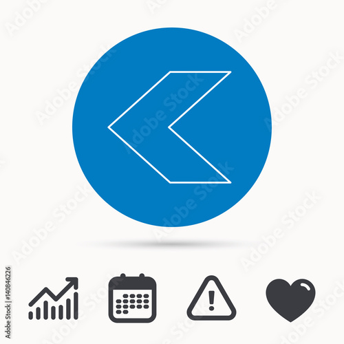 Free Download Back arrow icon. Previous sign. Left direction symbol. Calendar, attention sign and growth chart. Button with web icon. Vector - GFXLoad