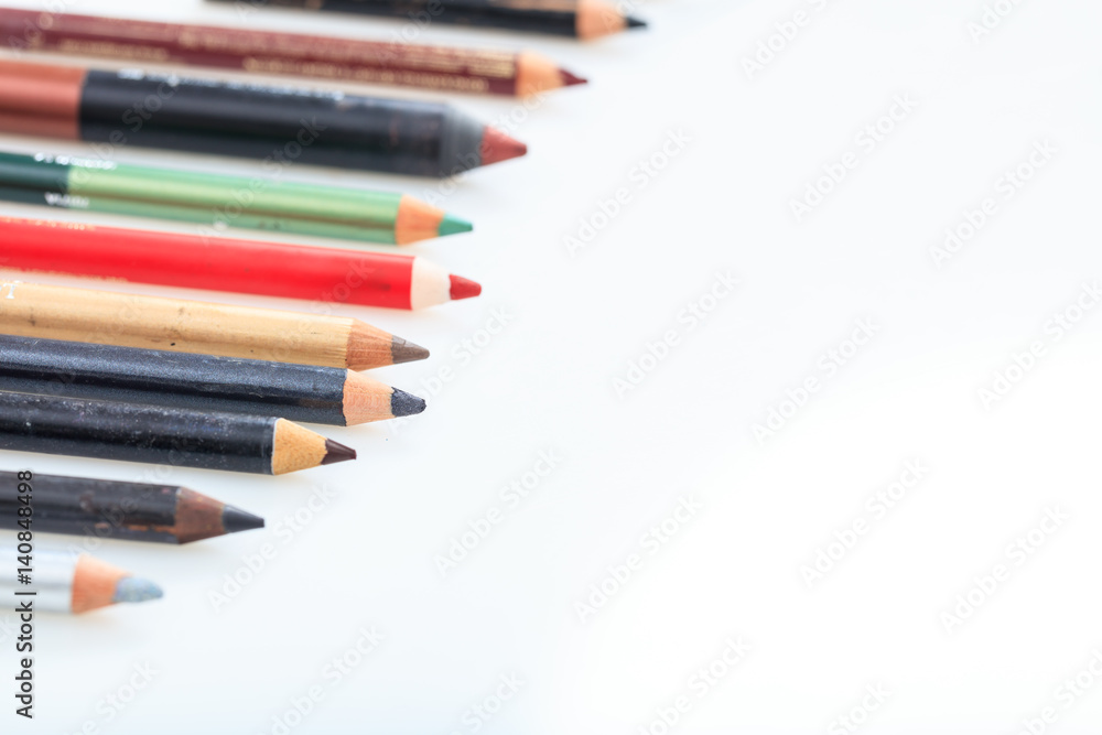 Makeup pencils set isolated on white background Makeup pencils set isolated on white background