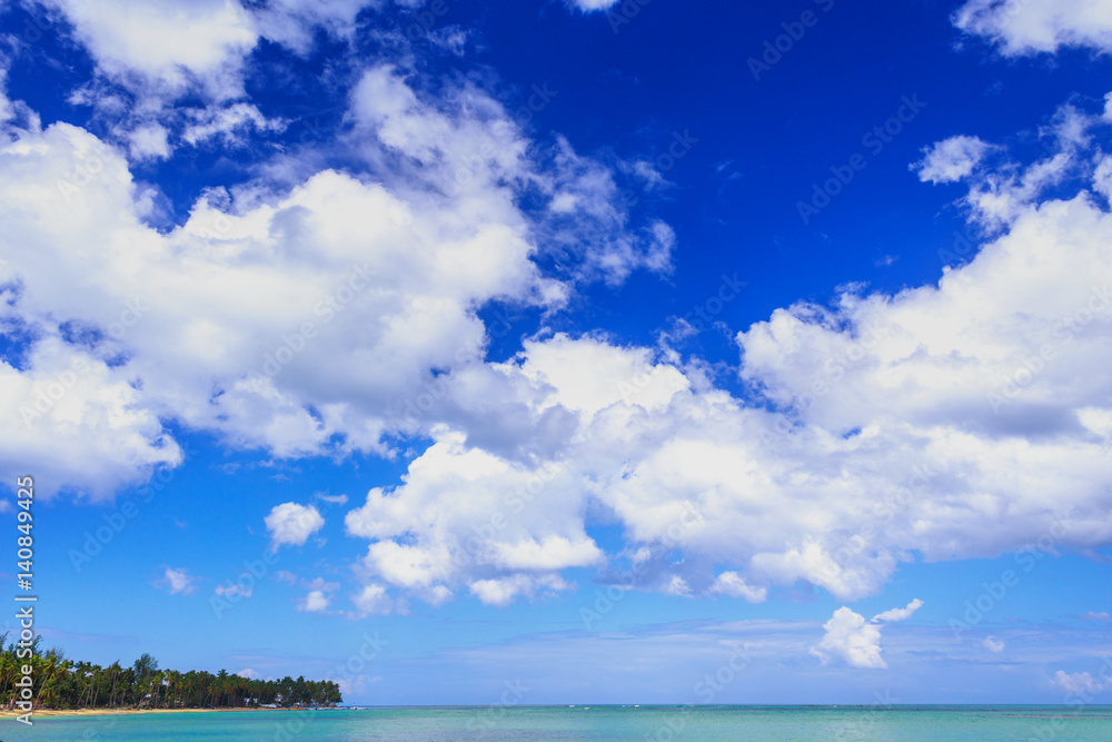 Nature background of blue sky with white clouds