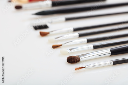 Makeup brushes set isolated on white background