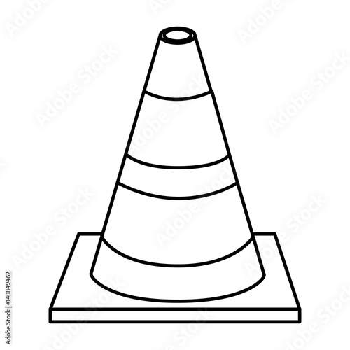 silhouette striped traffic cone flat icon vector illustration