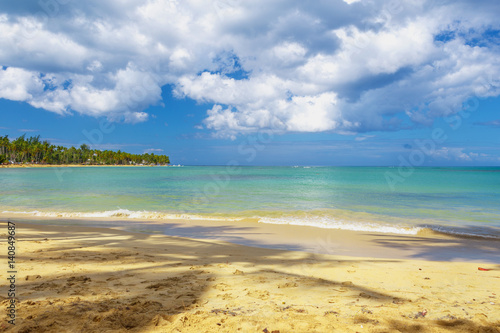 Paradise on Earth. Caribbean empty sandy beach. 