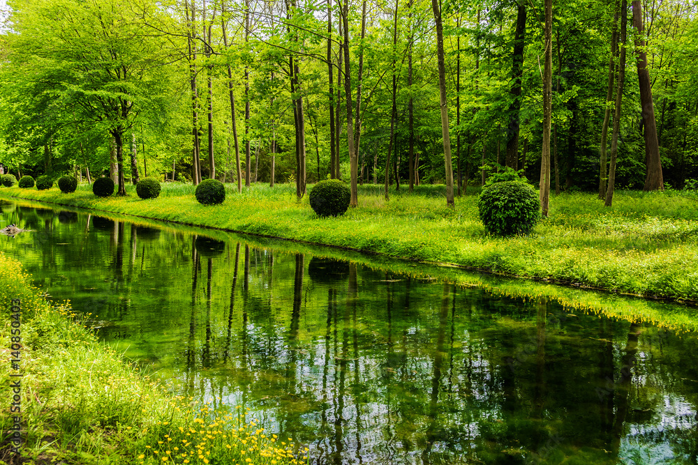 Fototapeta premium Park in famous Chateau de Chantilly. Oise, Picardie, France.