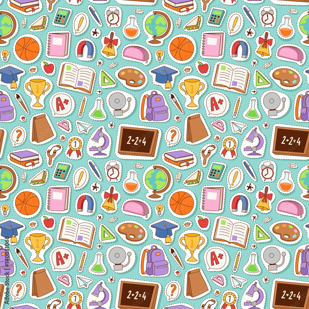 School icons seamless pattern background vector. School icons seamless pattern background vector.