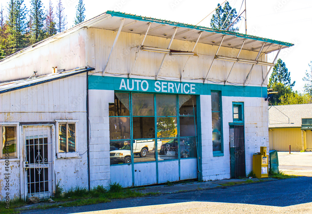 Old Abandoned Automobile Service Station Stock Photo | Adobe Stock