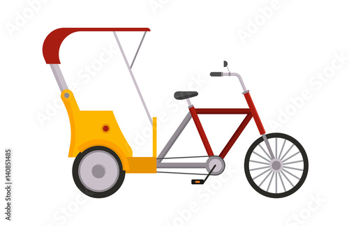 Rickshaw bike vector isolated taxi yellow tourism illustration transport isolated cab travelling service traffic icon symbol passenger sign delivery
