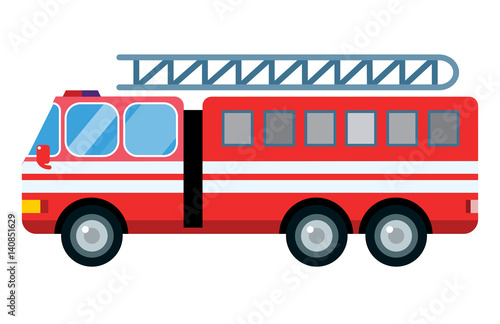 Fire truck car vector illustration isolated cartoon silhouette fast emergency service transport vehicle transportation alarm safety burning