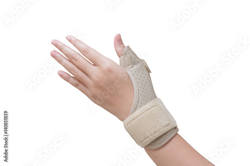 Trauma of wrist in brace.sport injury