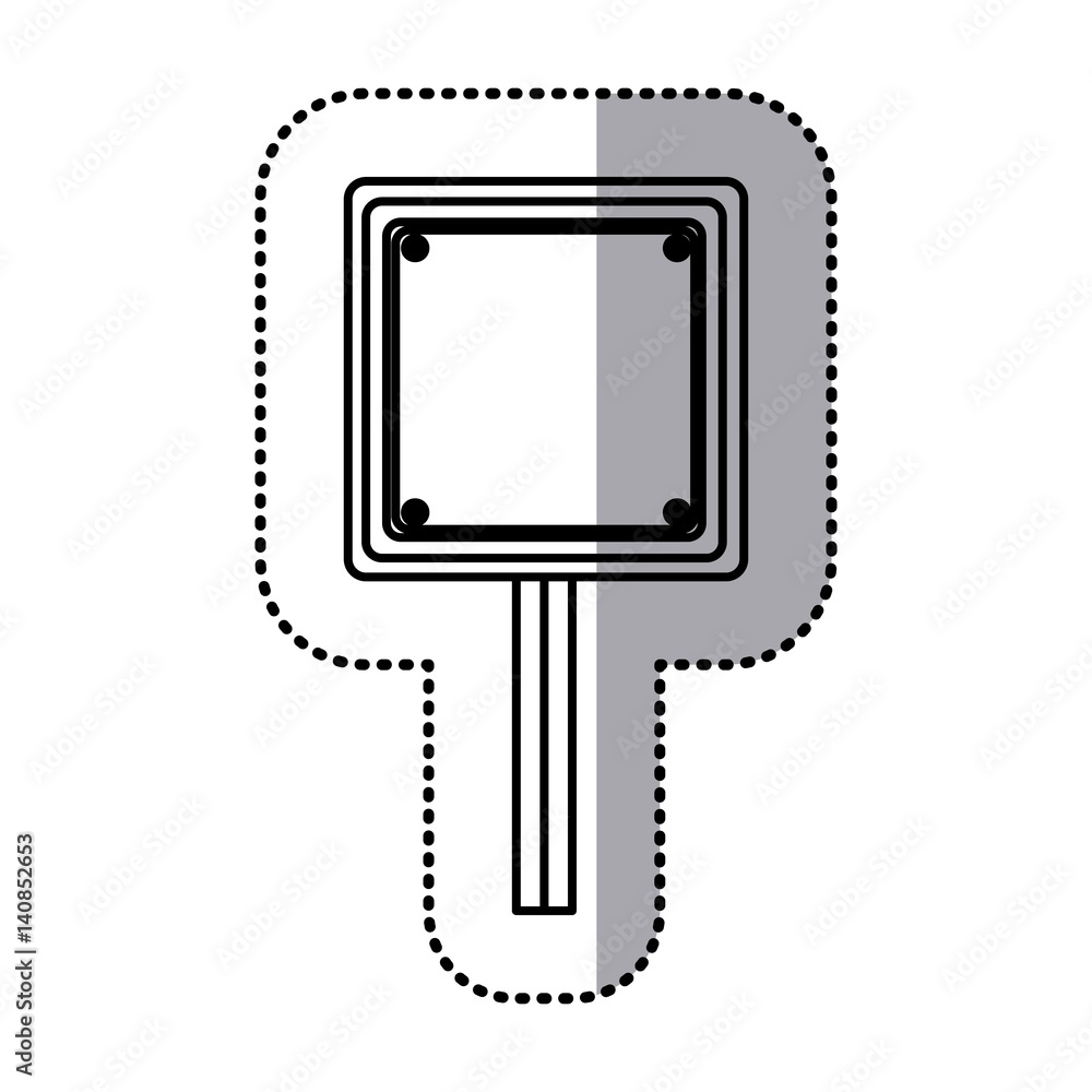 sticker silhouette square shape traffic sign with base pole vector illustration sticker silhouette square shape traffic sign with base pole vector illustration