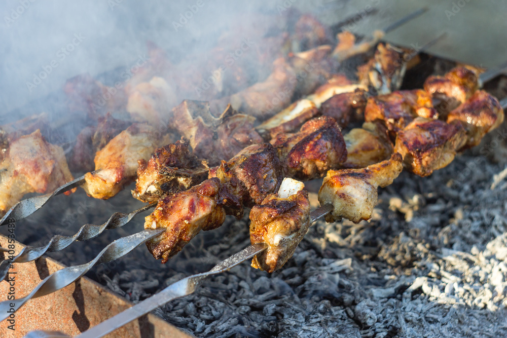 Georgian Food Mtsvadi, BBQ on Stick Georgian Food Mtsvadi, BBQ on Stick