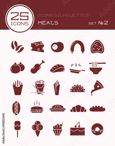 Icons silhouettes meals set №2