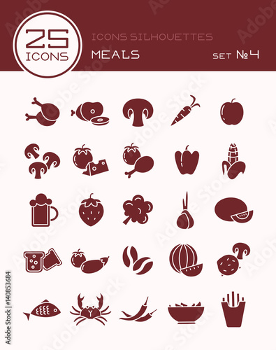 Icons silhouettes meals set №4