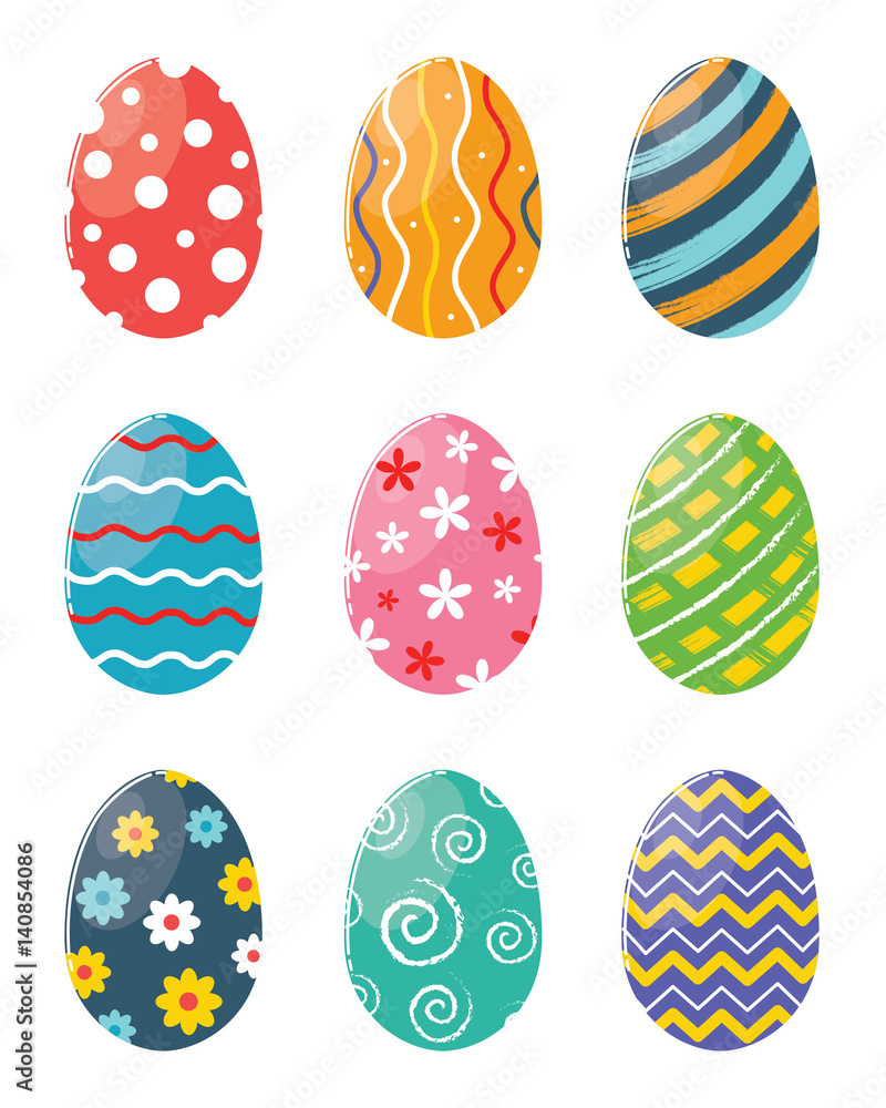 Set of Colorful Easter Eggs