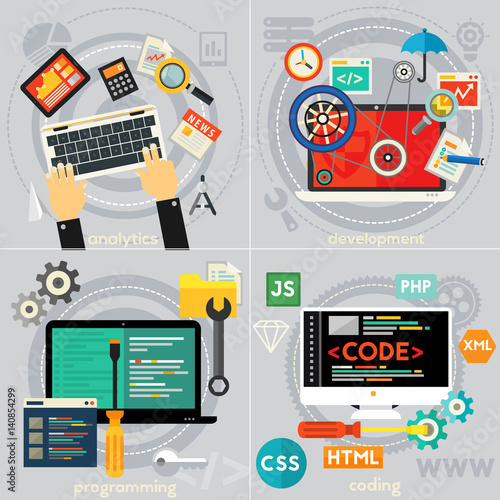Programming, Development, Analytics and Coding Concept Banners