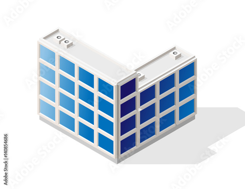 Isometric High Quality City Element with 45 Degrees Shadows on White Background . Residential