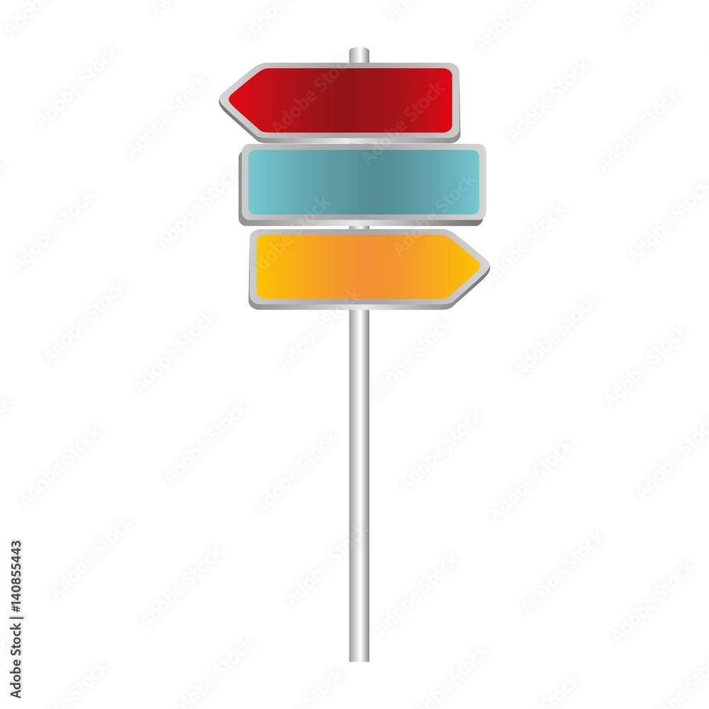 colorful multidirectional metallic plaque road sign and guidepost vector illustration colorful multidirectional metallic plaque road sign and guidepost vector illustration