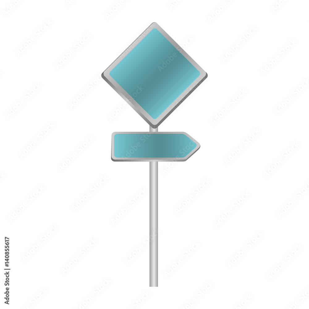 metallic blue diamond shape traffic sign with direction board set vector illustration metallic blue diamond shape traffic sign with direction board set vector illustration