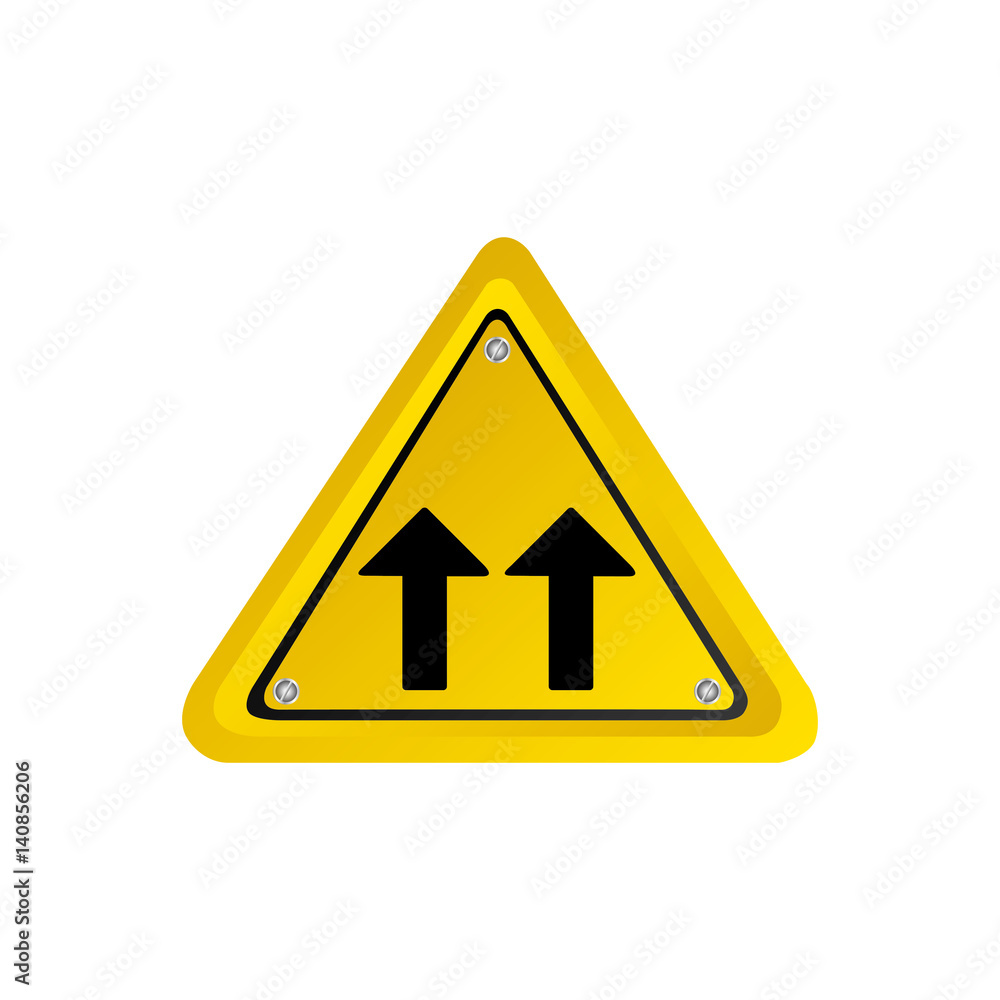 metallic realistic yellow triangle shape frame same direction arrow road traffic sign vector illustration metallic realistic yellow triangle shape frame same direction arrow road traffic sign vector illustration