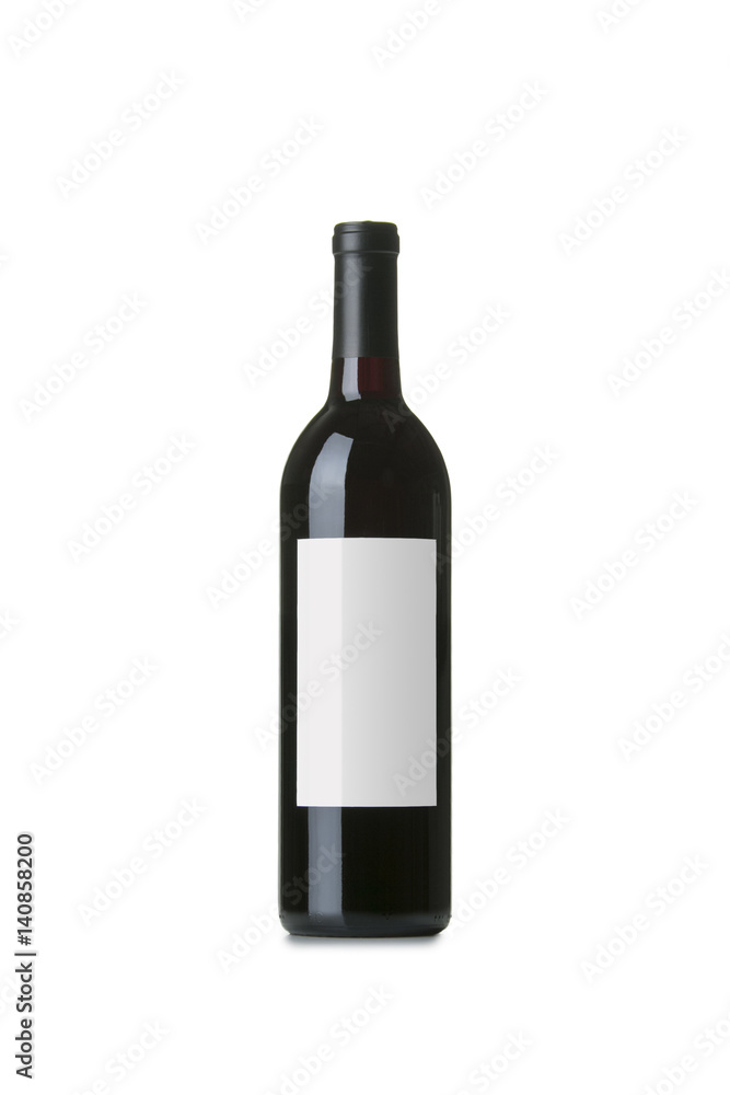 Red Wine on White Background with Blank Label Red Wine on White Background with Blank Label