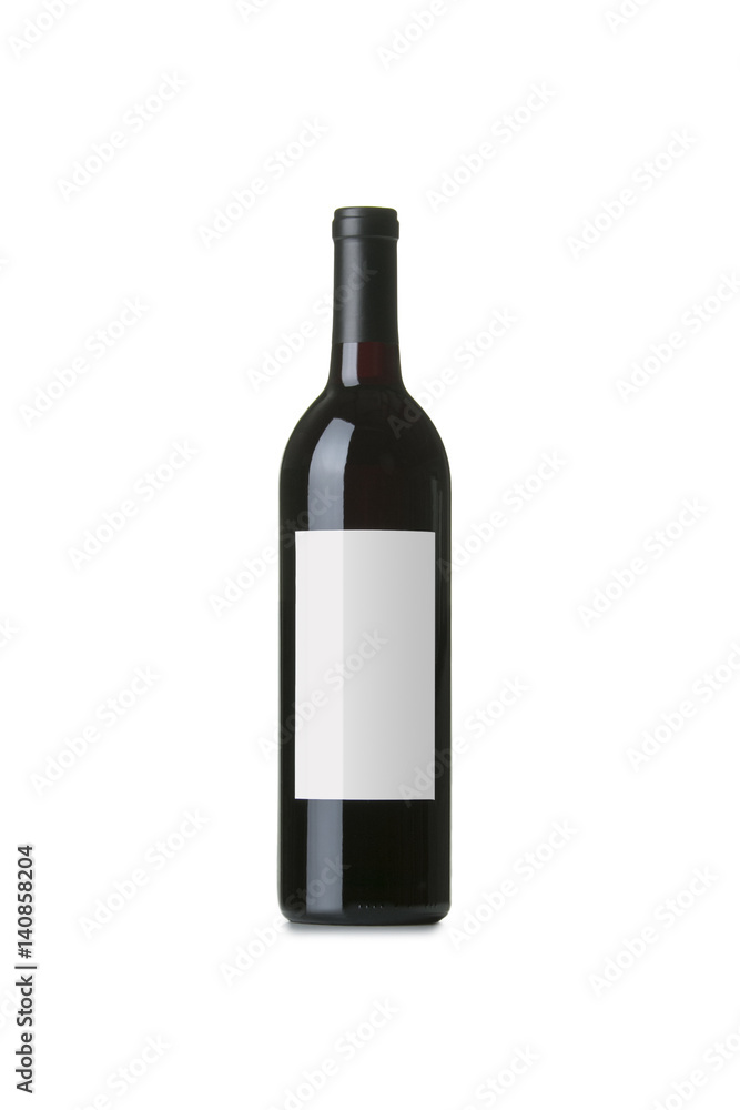 Red Wine on White Background with Blank Label Red Wine on White Background with Blank Label