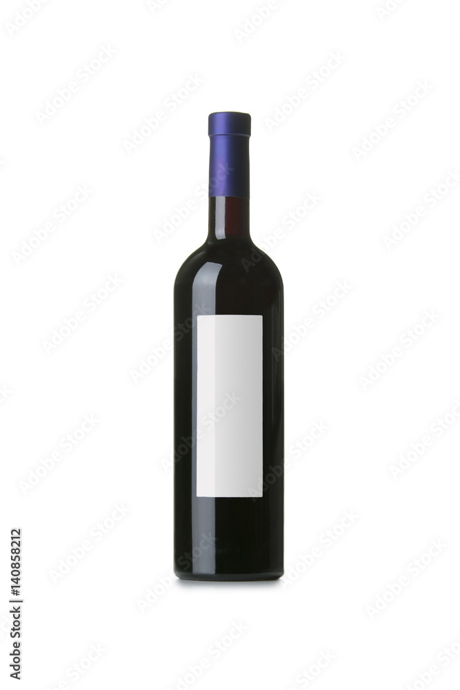 Red Wine on White Background with Blank Label