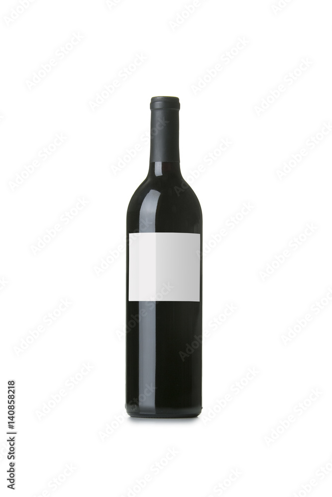 Red Wine on White Background with Blank Label Red Wine on White Background with Blank Label