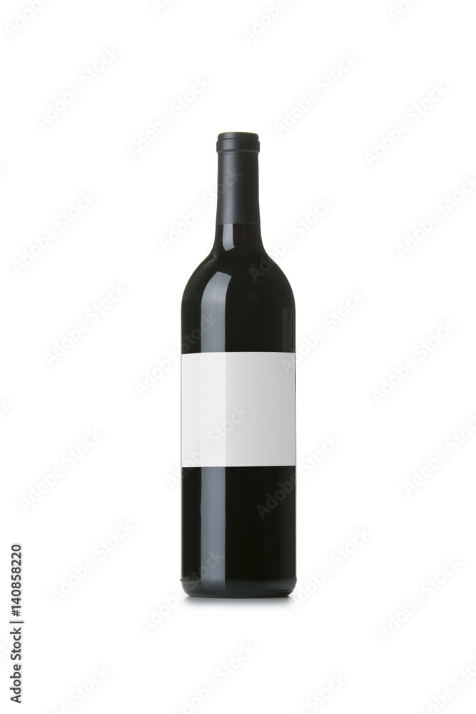 Red Wine on White Background with Blank Label Red Wine on White Background with Blank Label