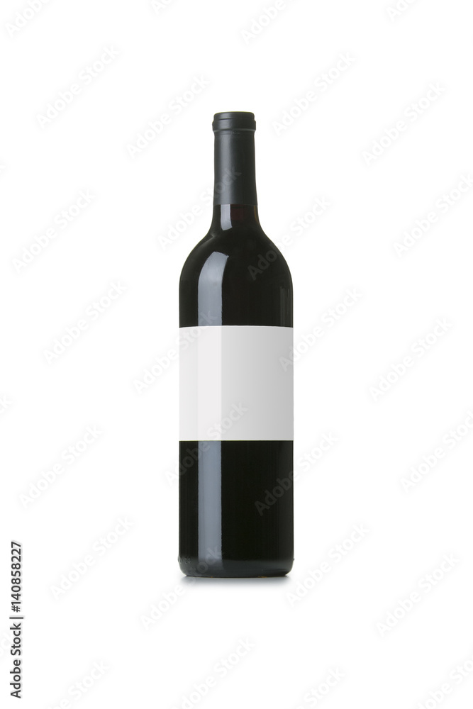 Red Wine on White Background with Blank Label