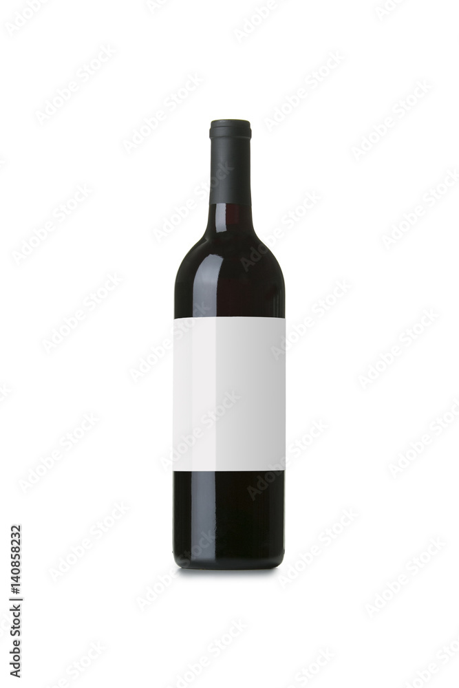 Red Wine on White Background with Blank Label Red Wine on White Background with Blank Label