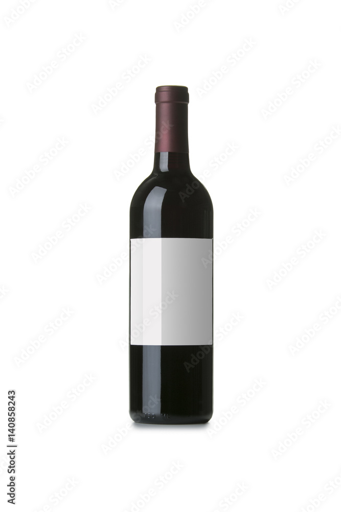 Red Wine on White Background with Blank Label Red Wine on White Background with Blank Label