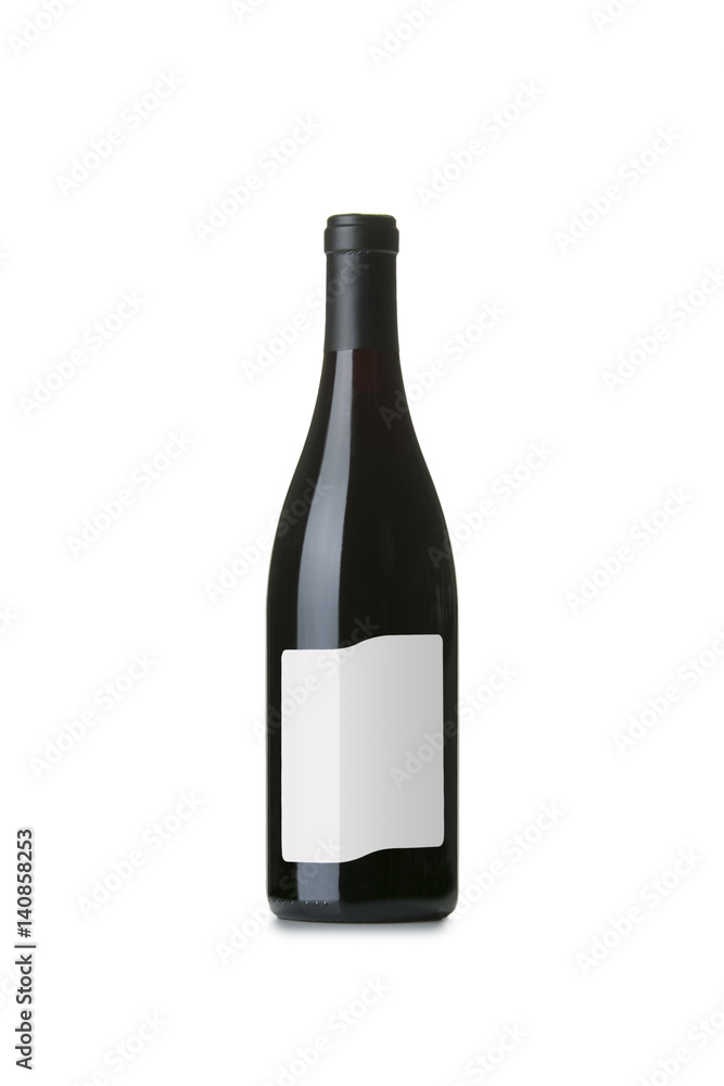 Red Wine on White Background with Blank Label Red Wine on White Background with Blank Label