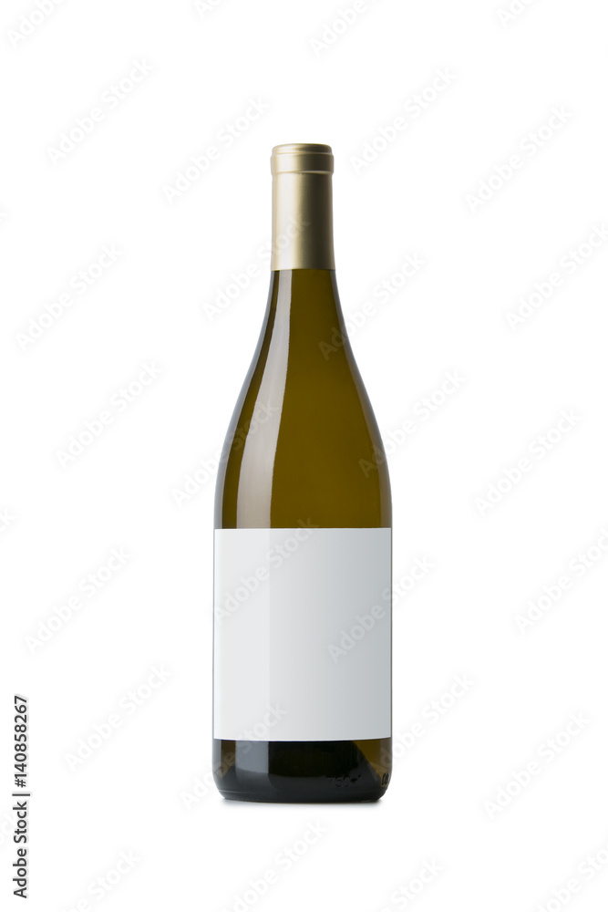 White Wine on White Background with Blank Label