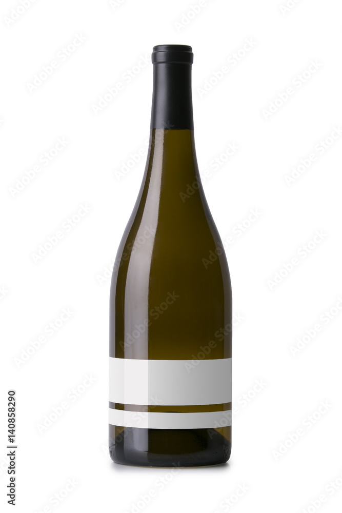 White Wine on White Background with Blank Label